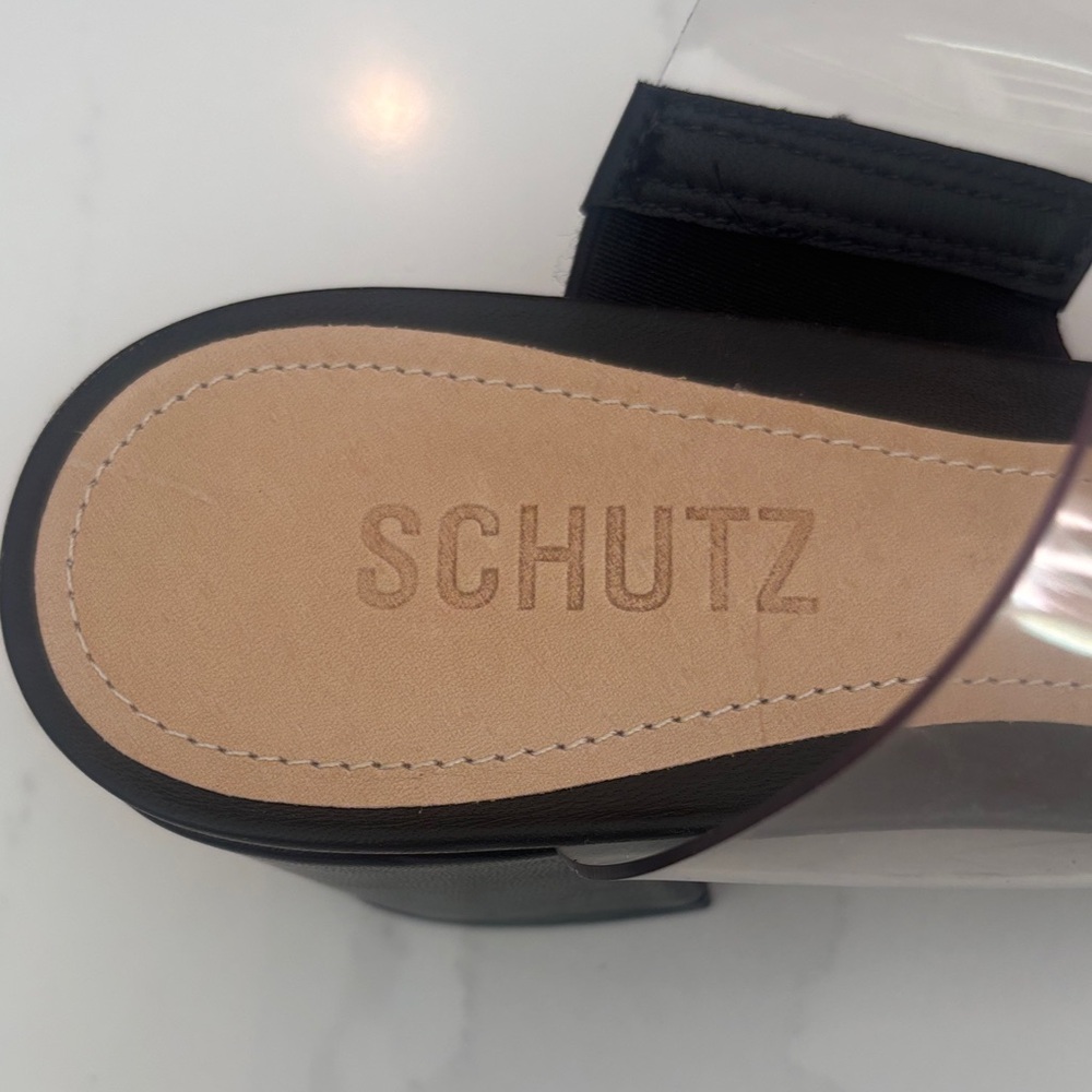 SCHUTZ Black and Transparent Strap Slide Sandal Size 6.5  NWT - Picture 6 of 11